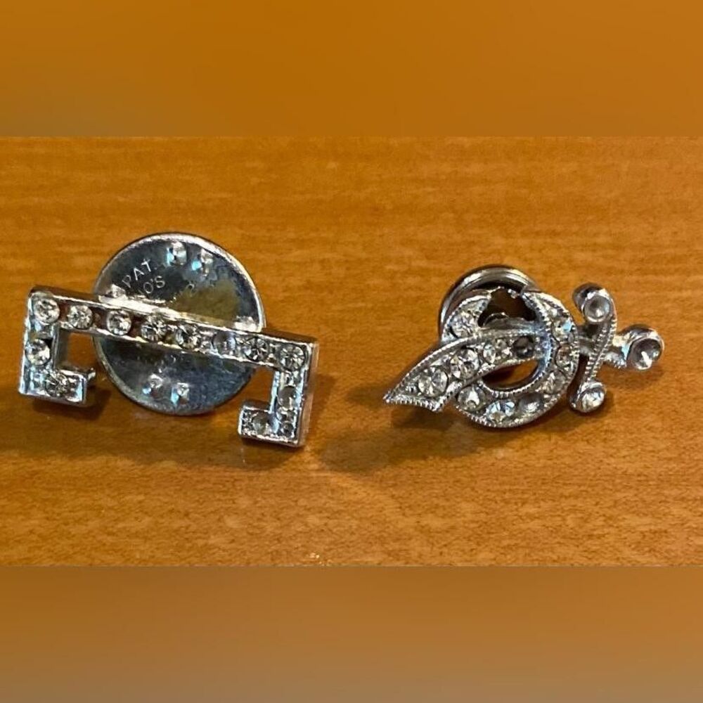 Silver Tone Rhinestone Masonic Lapel Pin Brooch Set Pair Crystal Jewelry Emblem
